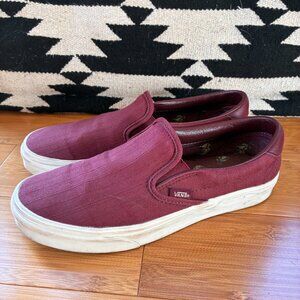 Vans Slip-On 59 Herringbone Maroon Burgundy Port Sneakers Women’s Sz 9 Mens 7.5